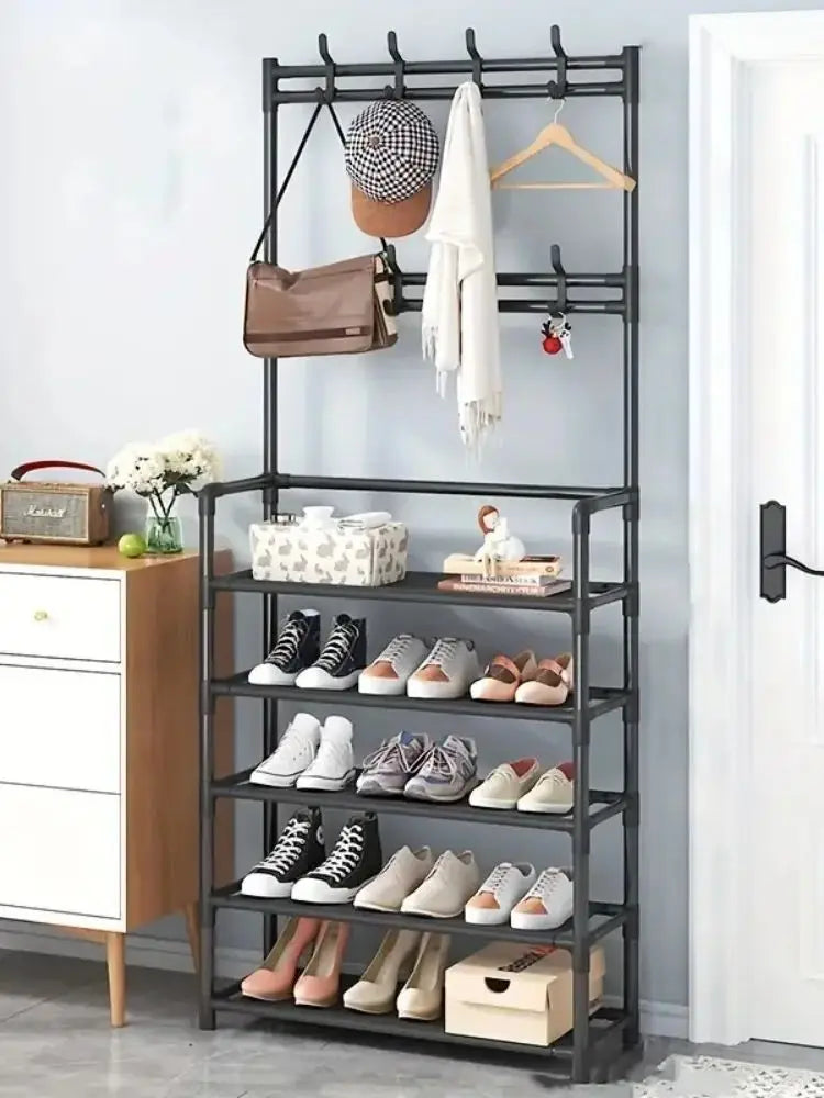 Entryway Clothes Hanger and Shoe Rack – Multi-Purpose Storage for Shoes, Jackets, Hats, Bags, and Umbrellas