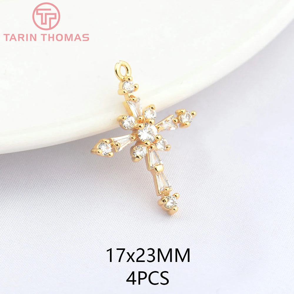 24K Champagne Gold Cross Charms - Small Brass DIY Jewelry Pendants & Craft Accessories