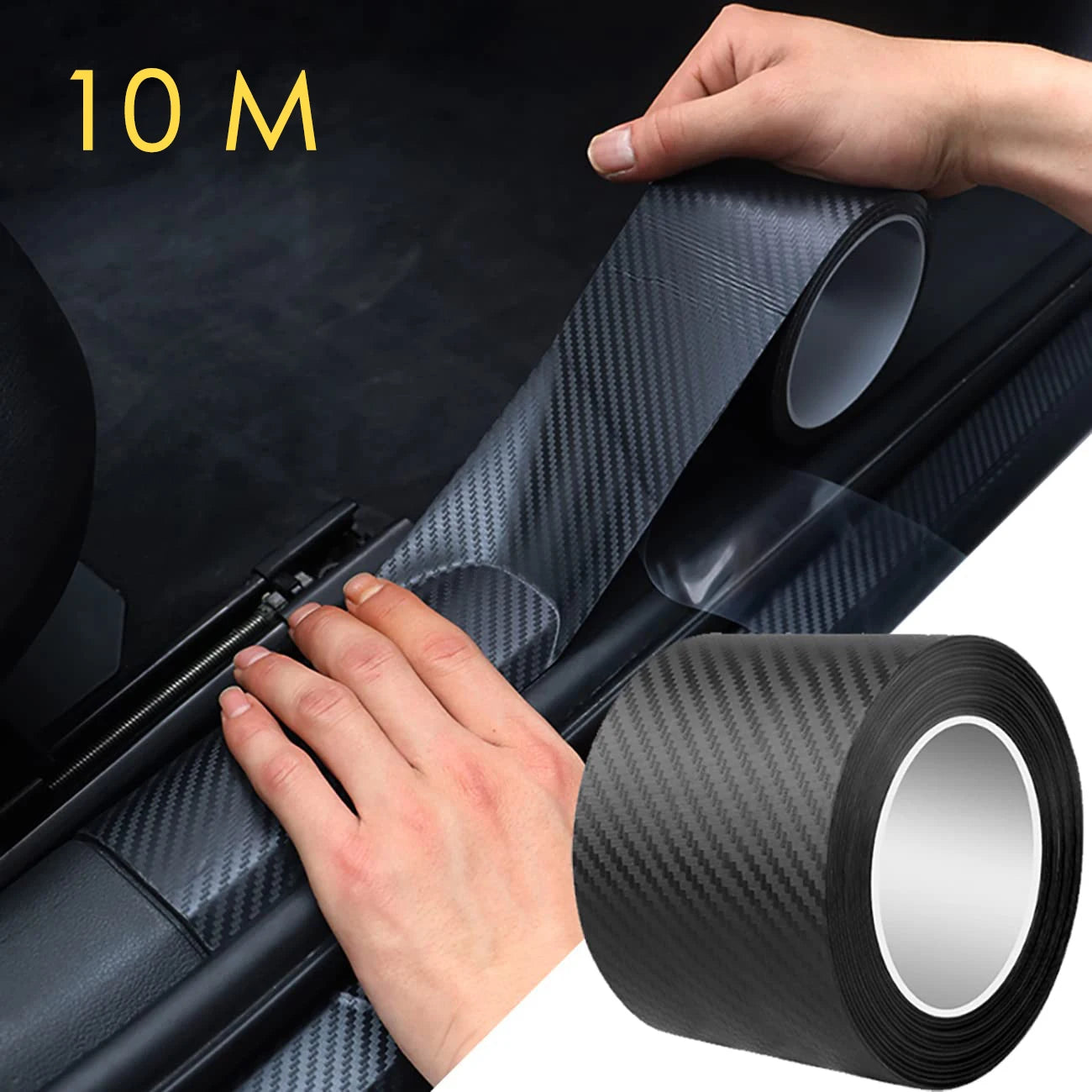 Nano Carbon Fiber 3D Car Tape Sticker 1–10m – Waterproof Door & Mirror Edge Protector Strip DIY Adhesive Protective Film for Vehicles