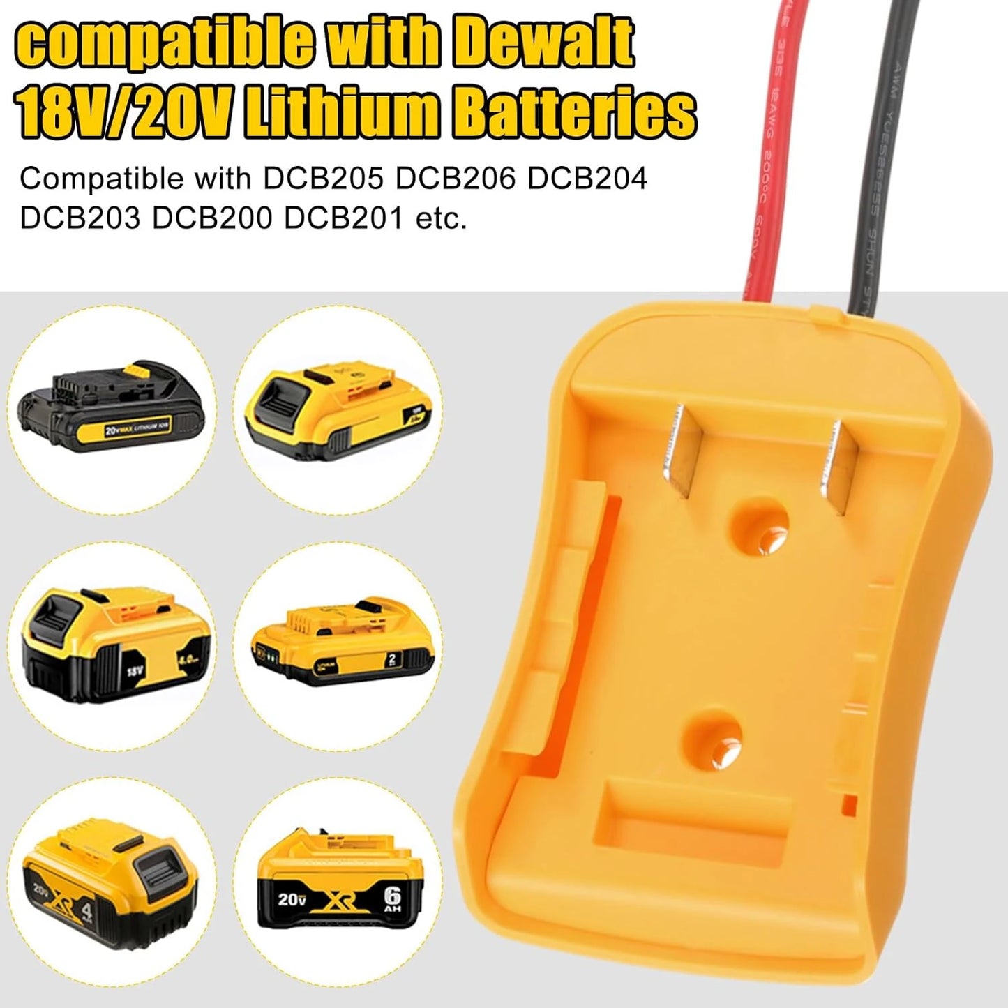 Dewalt 18V/20V Max Battery Adapter - DIY Power Tool Converter Connector with 12AWG Cable Replacement