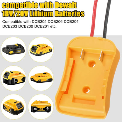 Dewalt 18V/20V Max Battery Adapter - DIY Power Tool Converter Connector with 12AWG Cable Replacement