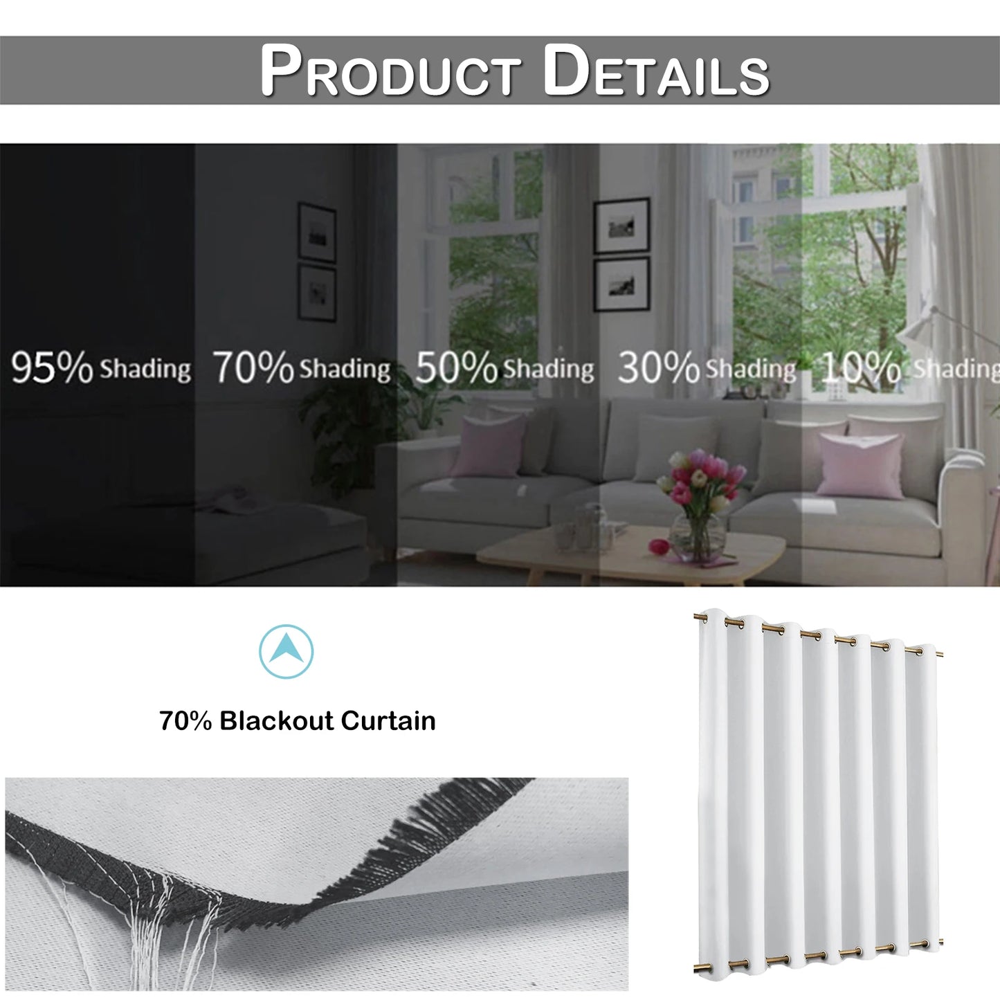 Extra Large Blackout Windproof Outdoor Curtains - Waterproof Patio Thermal Drapes with Eyelets & Grommets - Ideal for Garden Privacy