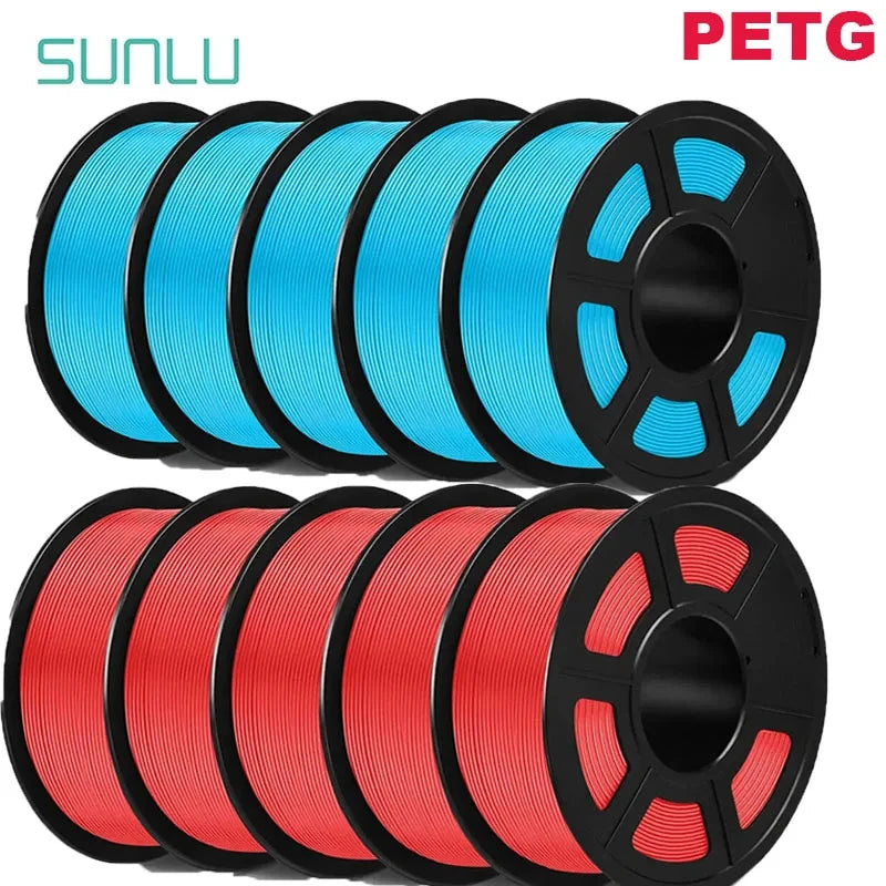SUNLU PLA/PETG/PLA+ 3D Printer Filament Bundle – 10 Rolls 1KG Each, 1.75mm Neatly Wound Filament for 3D Printing (EU/US)