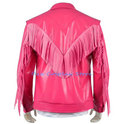 Cleaner Garrett Cosplay Costume – Anime Garbage Man Pink PU Jacket with Gloves & Glasses Party Adventure Outfit