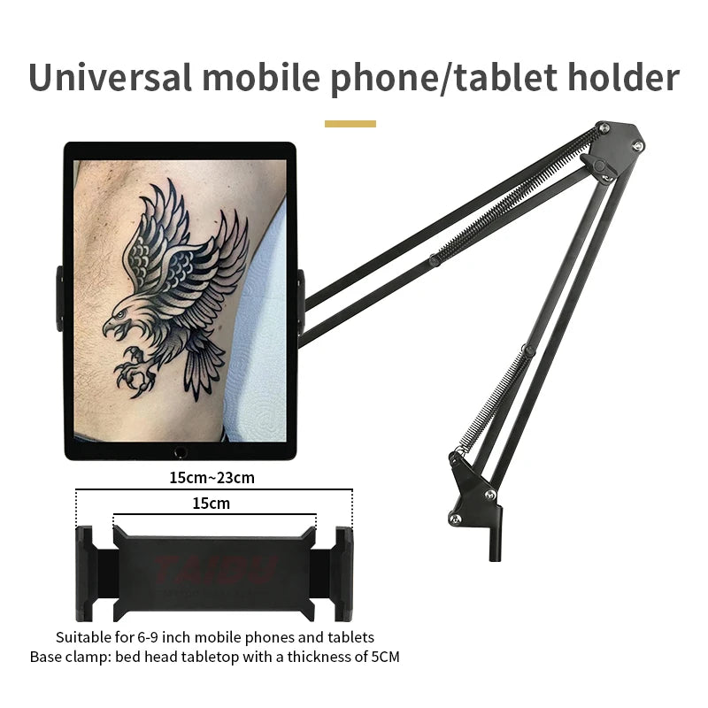 TAIDU Tattoo Workstation – Foldable LED Light 60W with Phone Holder, Tray Table, Nail Lamp & Tattoo Work Cart
