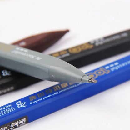 2B Mechanical Pencil Set - 1 Pencil with 6 No-Sharpening Lead Refills for Writing & Drawing