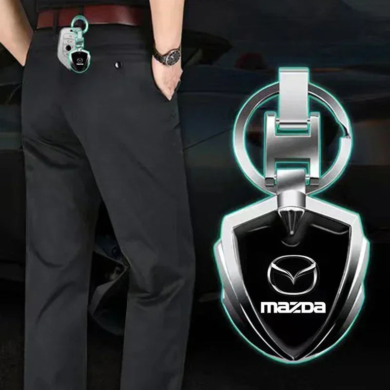 3D Metal Car Logo Keychain – Key Ring for Mazda 2 3 4 5 6 7 8 CX-3 5 8 9 MX-5 RX-8 BT-50 Atenza R360