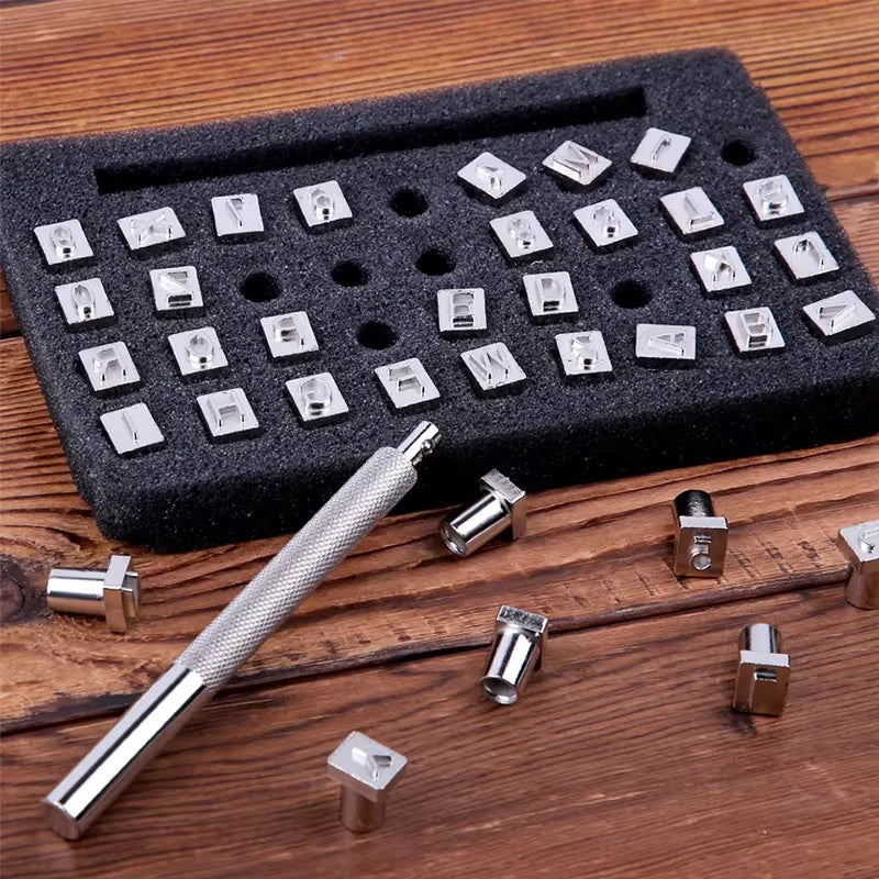 36PCS Leather Alphabet & Number Stamp Set – Stainless Steel DIY Carving Tool for Personalized Leather Craft & Embossing Seal