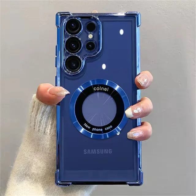 MagSafe Plating Phone Case – Shockproof Clear Magnetic Cover for Samsung Galaxy S25/S24/S23/S22 Ultra, S21 Plus, FE 5G, Note 20