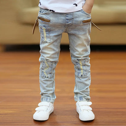 Kids Boys Skinny Jeans - Classic Denim Casual Pants for Ages 5-13