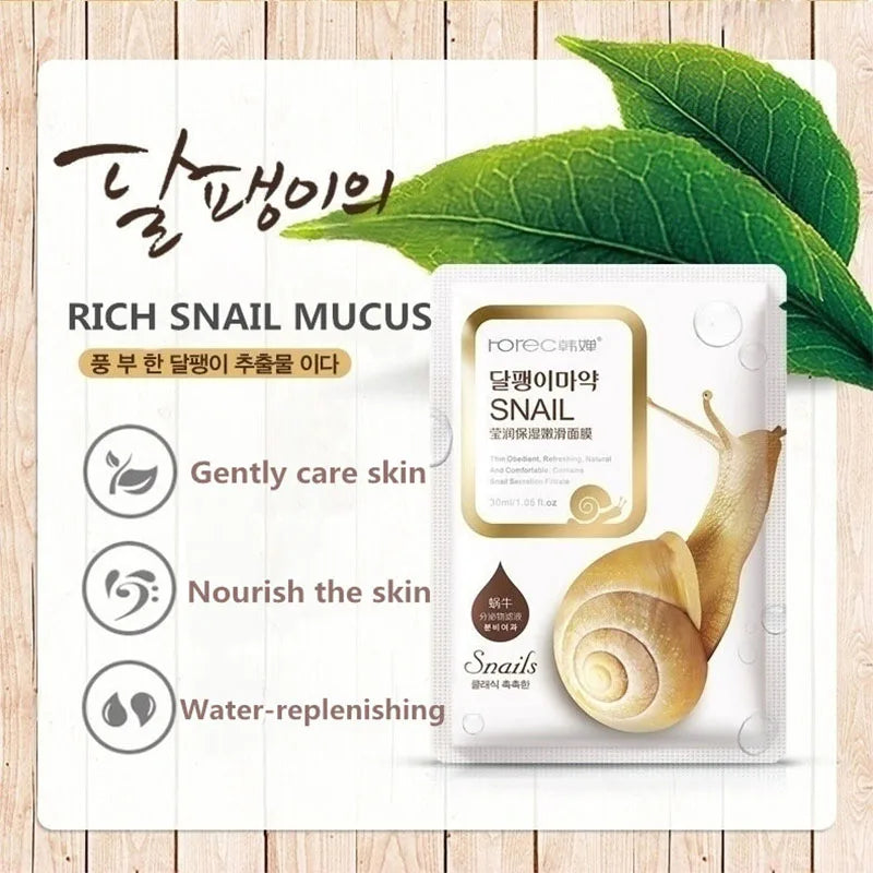 10 Pack Snail Moisturizing Face Masks – Oil Control & Skin Replenishing Sheet Masks for Tender Skin Care, Korean Cosmetics