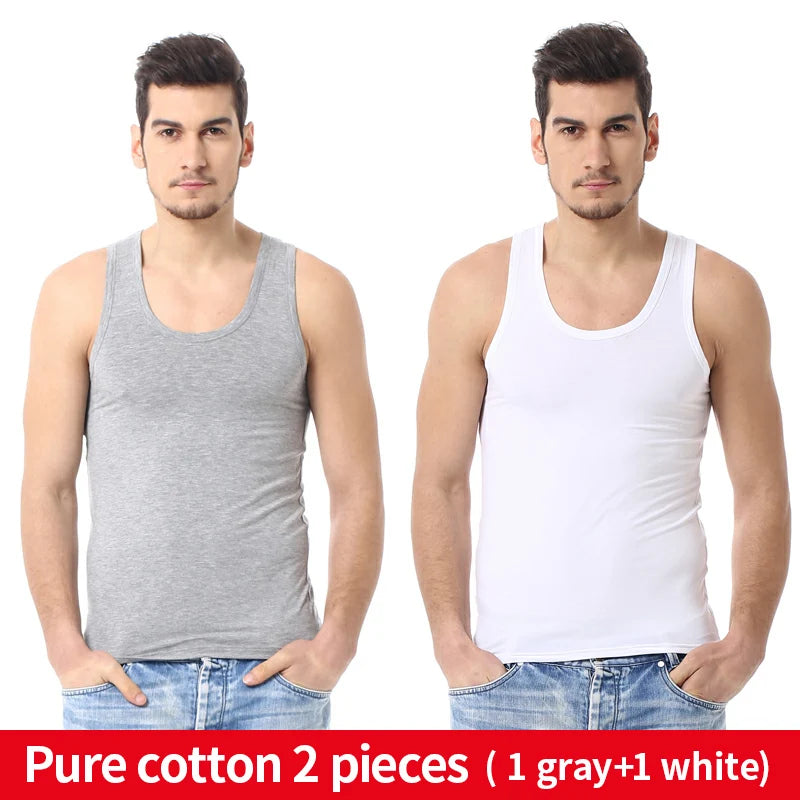 Men's Thin Cotton Vest – Solid Color, Slim Fit Sleeveless Shirt for Casual Wear, Fitness & All-Season Comfort