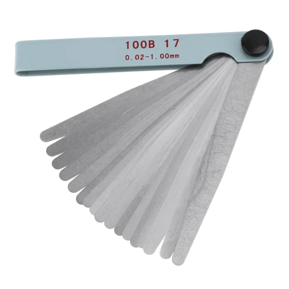 Feeler Gauge 17 Blades Metric 0.02-1.00mm — Precision Gap Measurement Tool for Engine Valve Adjustment