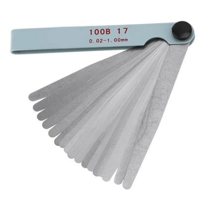 Feeler Gauge 17 Blades Metric 0.02-1.00mm — Precision Gap Measurement Tool for Engine Valve Adjustment