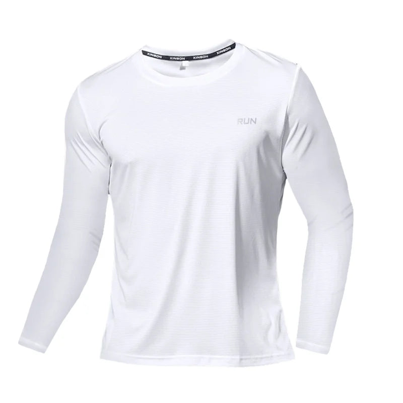 Men's Summer Ice Silk Long Sleeve T-Shirt – Quick Dry, Breathable Sun Protection for Outdoor Running