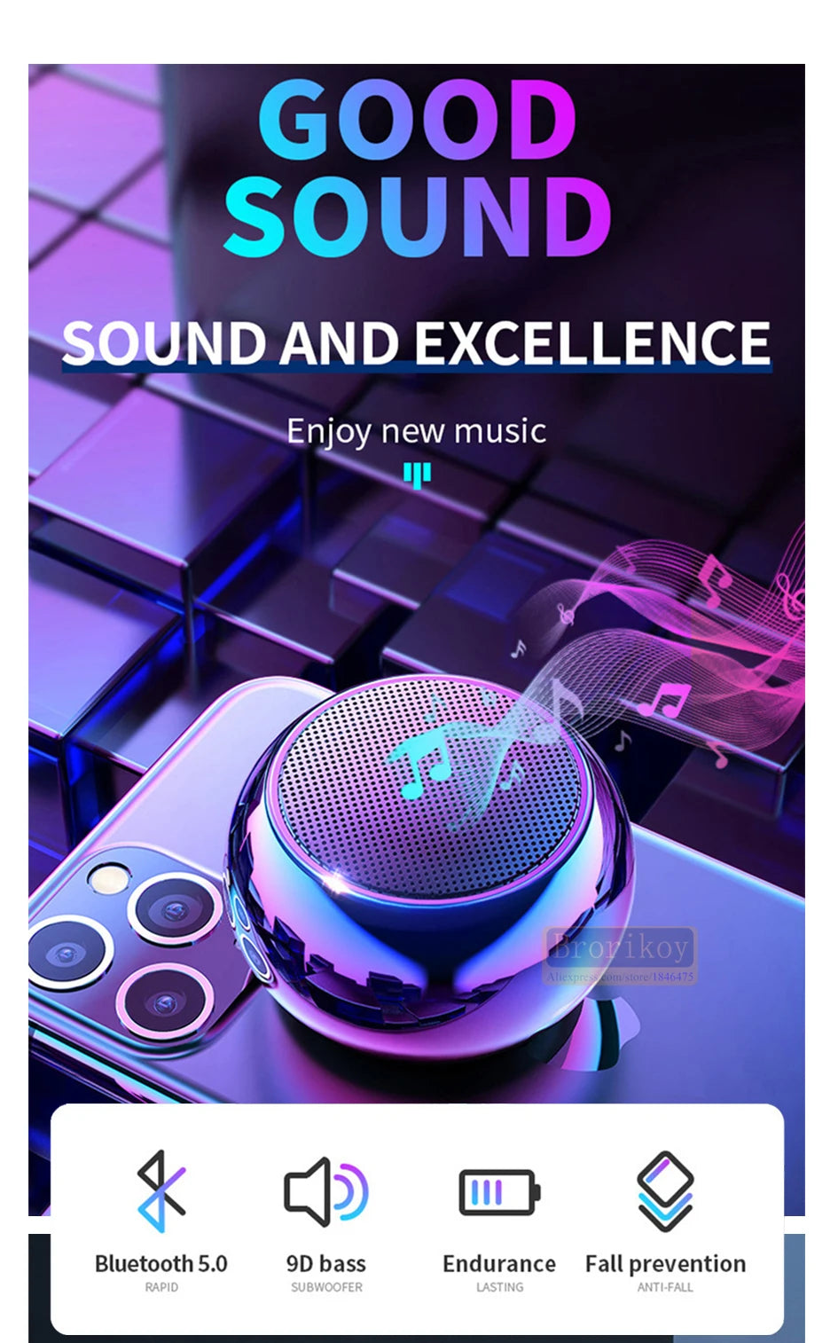 Metal Mini Wireless Bluetooth Speaker — HiFi Portable Subwoofer with Super Bass Stereo for Mobile, PC & Music Playback