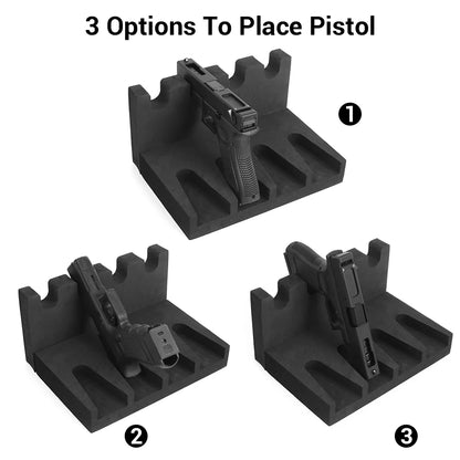 3/4/6 Slot Foam Gun Rack - Universal Pistol Holder for Glock, Handgun Display Stand & Gun Safe Organizer