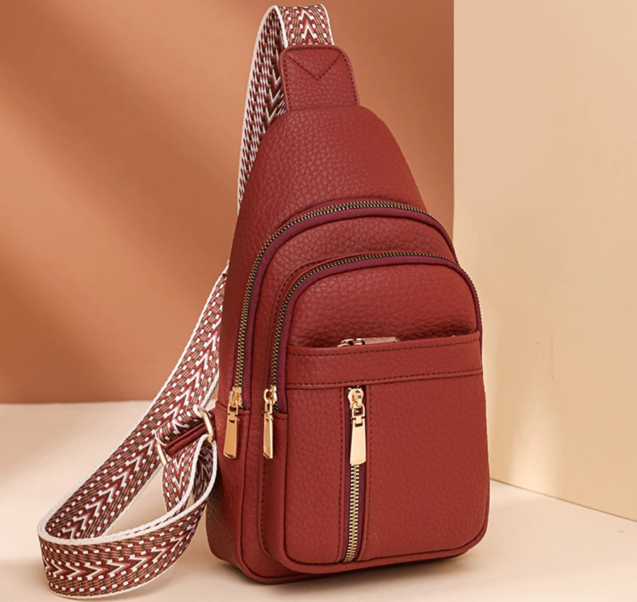 2024 New Women's PU Leather Chest Bag – Fashion Crossbody Shoulder Bag, High-Quality Casual Sac à Main