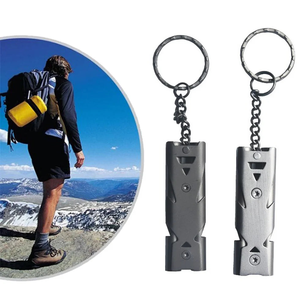 Double Pipe Survival Whistle Keychain – High Decibel Emergency Outdoor Camping Tool 1PC