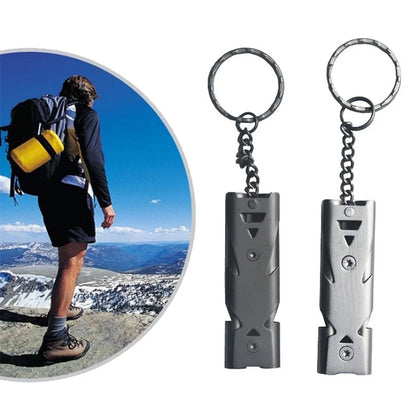 Double Pipe Survival Whistle Keychain – High Decibel Emergency Outdoor Camping Tool 1PC