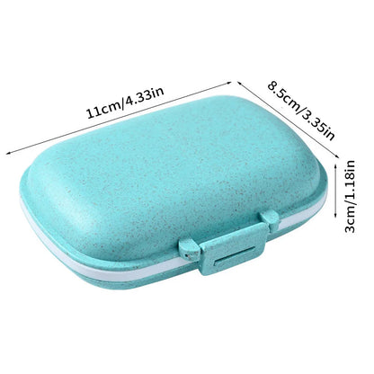 8-Grid Travel Pill Organizer – Small Wheat Straw Medicine Container with Seal Ring
