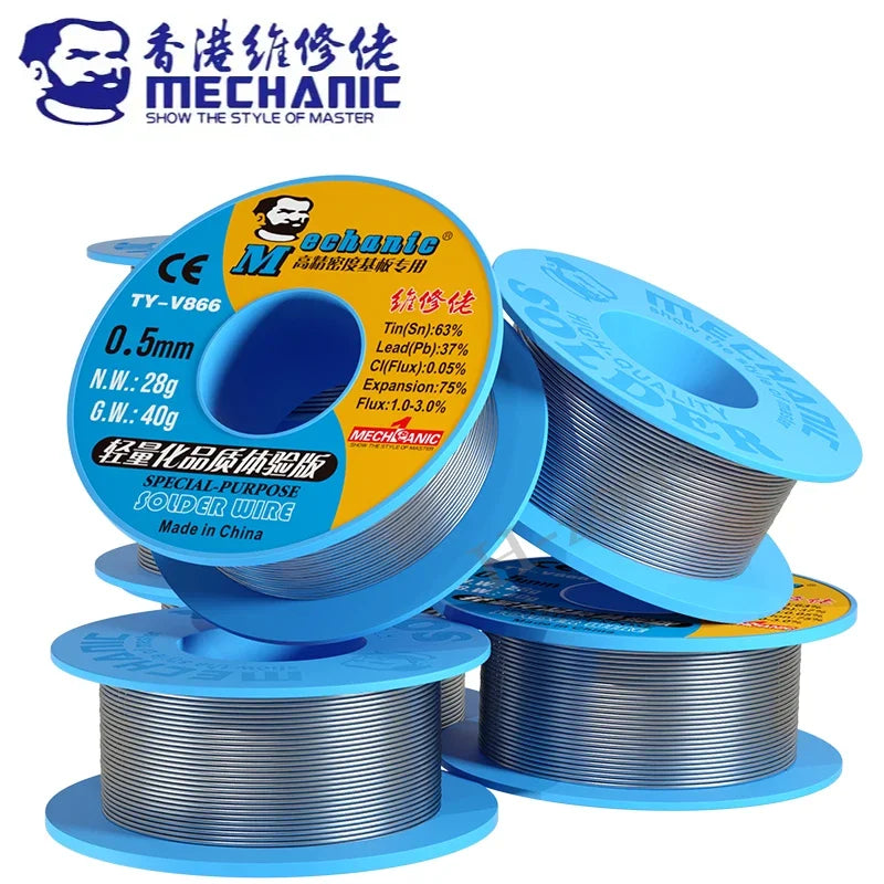 MECHANIC TY-V866 Solder Wire - 40g Rosin Core Lead-Free Welding Flux Wire for Electronics Repair