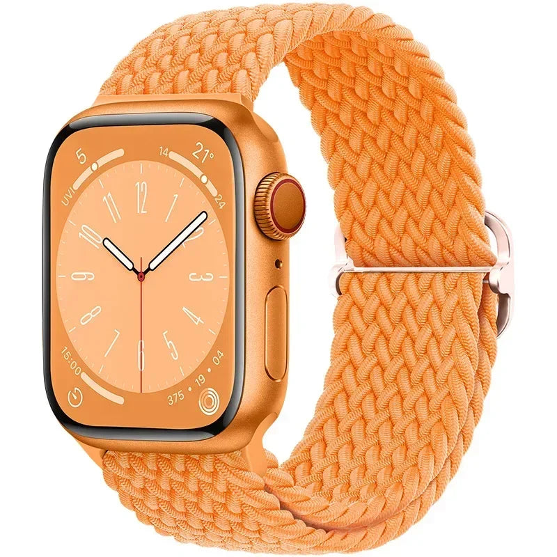 Braided Nylon Apple Watch Band – Adjustable Sport Strap Compatible with Ultra 2, Series 10/9/8/7/6/SE (40–49mm) Wrist Bracelet