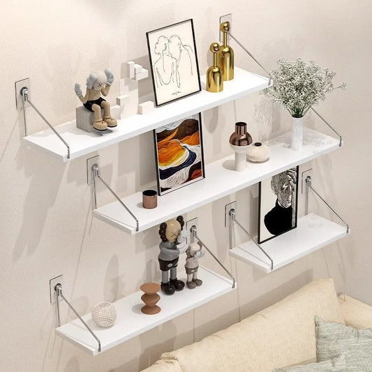 Multi-Layer No-Drill Wall-Mounted Floating Shelves – Storage Rack Organizer for Living Room, Bedroom, Router & Set-Top Box