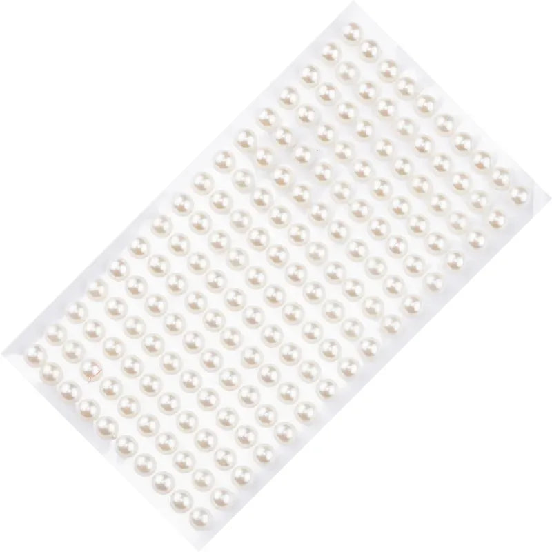 220pcs Flat Back Pearl Stickers - Self-Adhesive DIY Craft Decor for Kids Scrapbooking Earrings and Art Projects