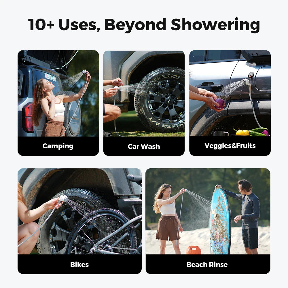 FLEXTAIL Portable Shower Pump – IPX7 Waterproof Rechargeable Water Pump with Hose for Camping & Outdoor Shower