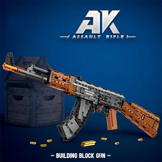 AK47 Assault Rifle Building Blocks – Military DIY Shootable Toy Gun for Kids