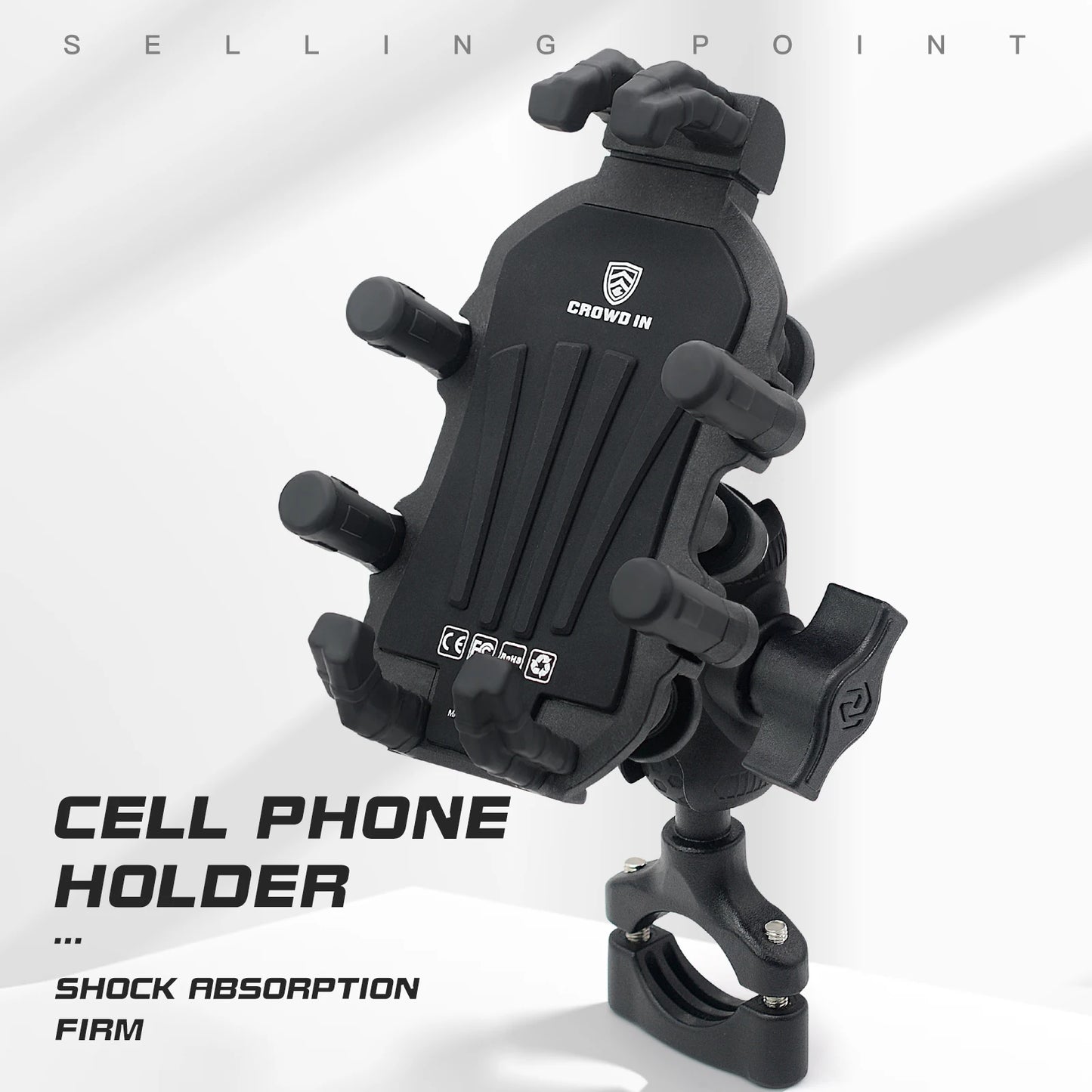 Aluminum Motorcycle Handlebar Phone Holder – Anti-Vibration Navigation & Mirror Mount Stand