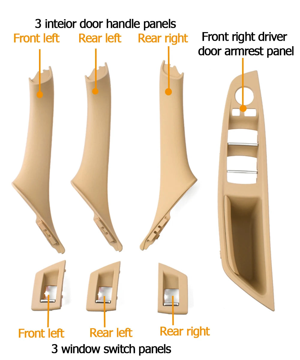 LHD/RHD Car Interior Door Armrest Handle Set | Beige, Black, Brown, Oyster for BMW 5 Series F10 F11 523i-530i