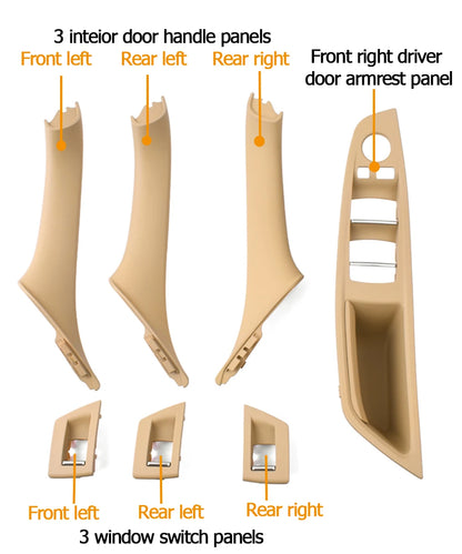 LHD/RHD Car Interior Door Armrest Handle Set | Beige, Black, Brown, Oyster for BMW 5 Series F10 F11 523i-530i