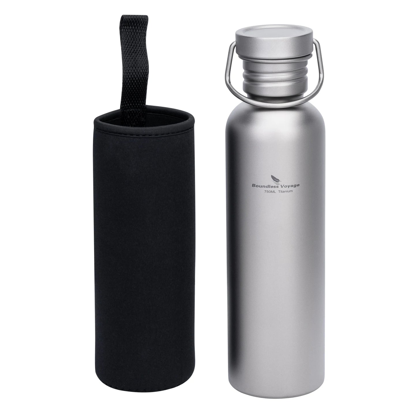 Wide Mouth Titanium Water Bottle - Reusable Sports Drinking Bottle for Camping, Hiking, Climbing, Running & Travel