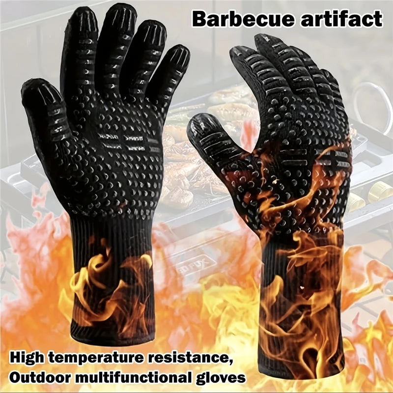 BBQ Gloves – High Temperature Resistance Oven Mitts for 500-800 Degrees – Fireproof Barbecue and Heat Insulation Microwave Gloves