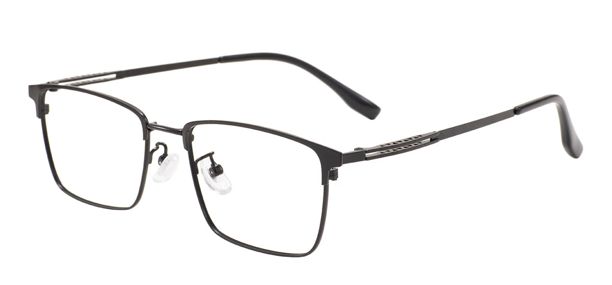 Comfortable Rectangular Men’s Business Glasses – Full Rim Browline Metal Frame for Optical Prescription Lenses