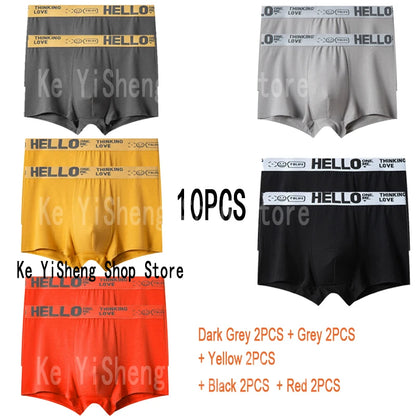 10PCS Men's Mid-Waist Boxers – Breathable, Lightweight Underwear Set in Multiple Colors