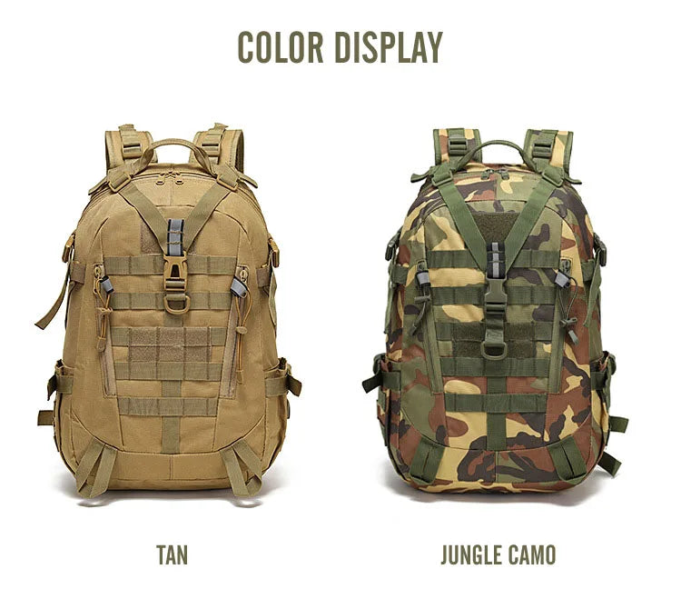 40L Tactical Reflective Backpack – Molle Camouflage Rucksack for Outdoor Hiking, Camping, Hunting & Travel