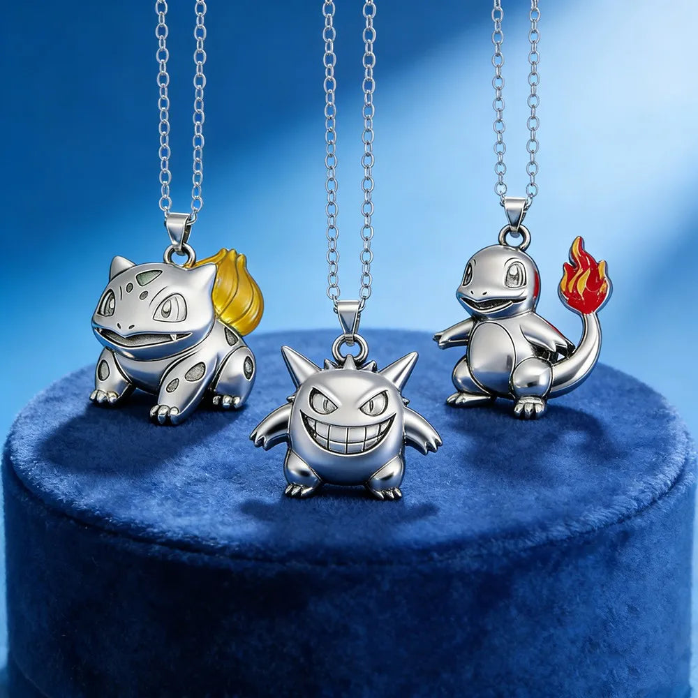 Anime Monster Alloy Pendant Necklace - Bulbasaur Charmander Gengar Character Jewelry Gift