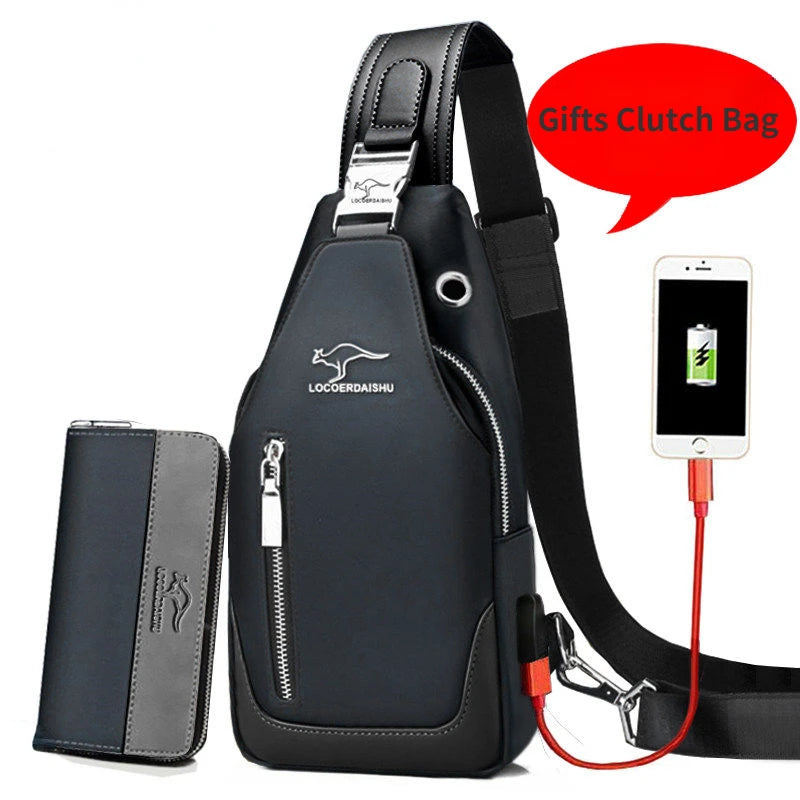 Men's Waterproof Oxford Chest Bag – Korean Style Casual Sport Crossbody Shoulder Messenger Bag