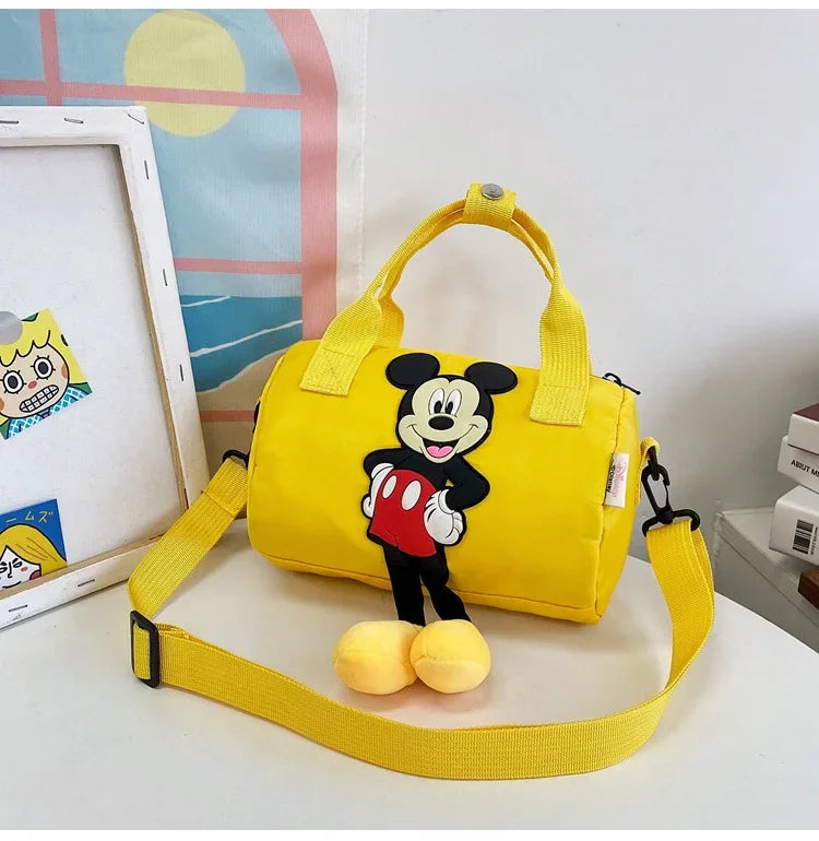 Disney Mickey Mouse Cartoon Small Shoulder Bag – Fashion Trendy Crossbody Cylinder Bag for Women & Girls, Cute Personality Style Handbag