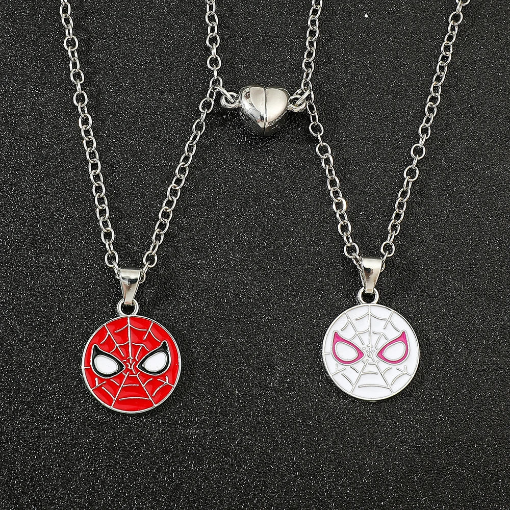 Spiderman Superhero Necklace Set - 2PCS Avengers Pendant Jewelry Gift for Couples & Valentine’s Day