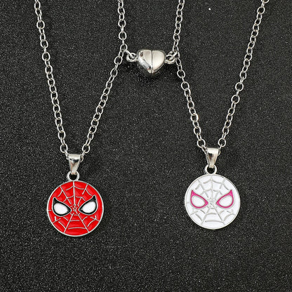 Spiderman Superhero Necklace Set - 2PCS Avengers Pendant Jewelry Gift for Couples & Valentine’s Day