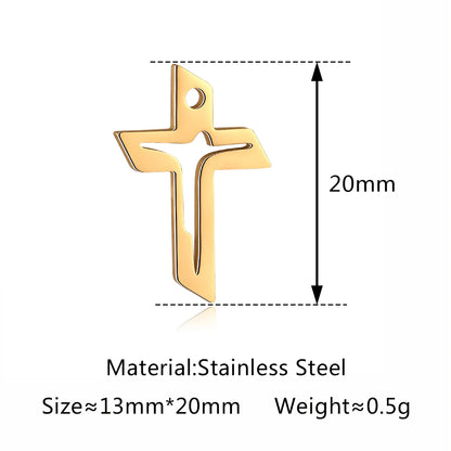 5-Piece Stainless Steel Charm Set - Magic Cube, Cross, Space Rocket, Boxing Glove, and Dinosaur DIY Jewelry Pendants