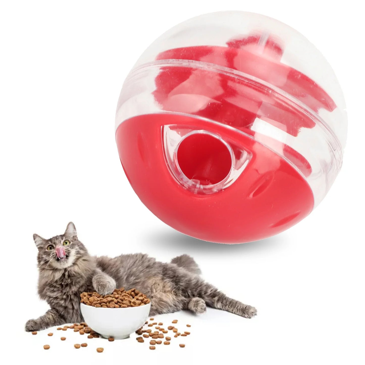 Cat Treat Dispensing Ball - Interactive Bite Resistant Slow Feeder Puzzle Toy for Kittens and Cats
