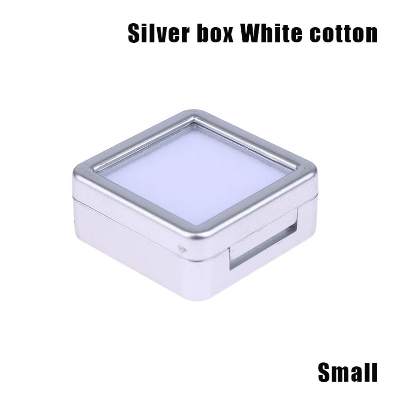 Transparent Glass Lid Gem Storage Box – Jewelry Display Case for Diamonds, Gemstones & Pendants Holder Container