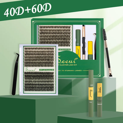 DIY Segmented False Eyelash Set – Large Capacity Cluster Lash Book with Glue, Remover, Tweezers, Brush & Festival Gift