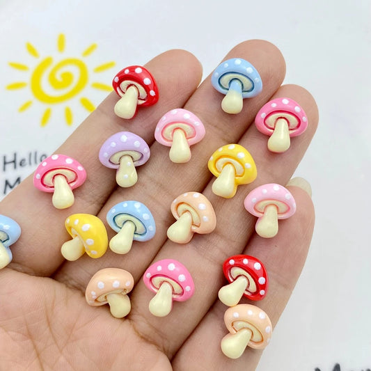 Cute Resin Mushroom Charms - 30PCS Flat Back DIY Jewelry, Nail Art & Hair Accessories