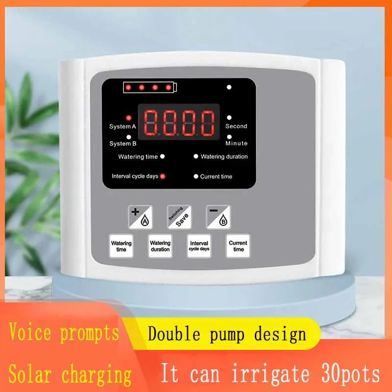 Solar Drip Irrigation System with Dual Pump & Timer | Automatic Plant Watering Device for Gardens